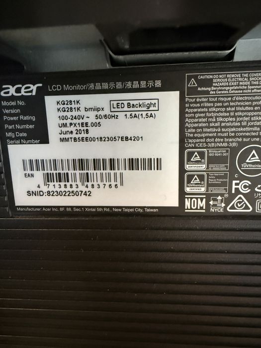 Монитор Acer KG281K