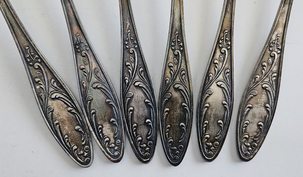 Посребрени лъжици за хранене, МНЦ, СССР, мелхиор, 18 см.