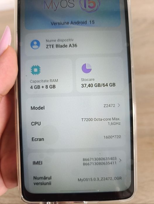 Vând smartphone ZTE Blade A36, 64gb, verde, dual SIM, nou in cutie cu husa cadou