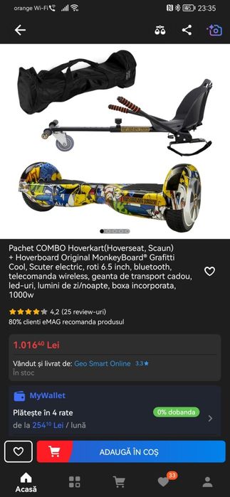 Hoverboard graffiti+ scaun cart