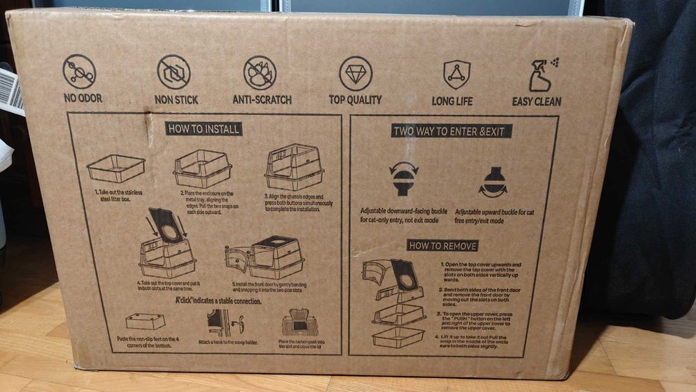 XXL Котешка Тоалетна от Неръждаема Стомана V2A304-Без Миризми и Течове