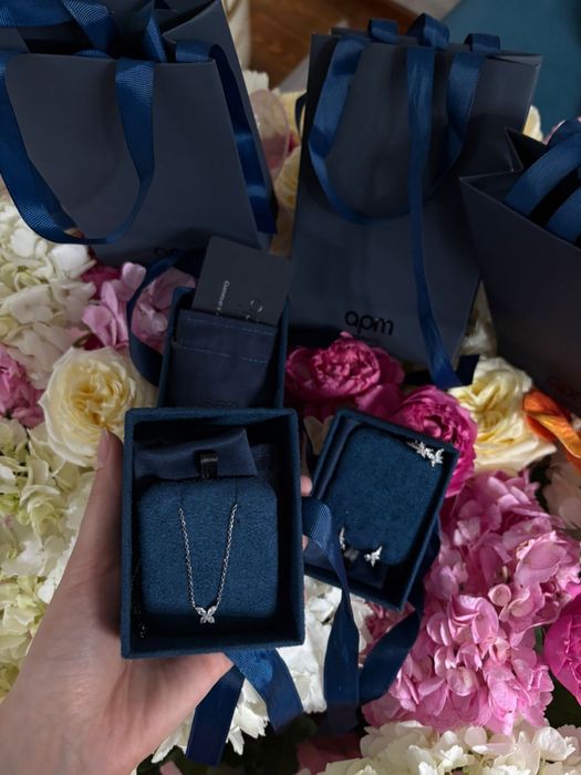 Набор серебро. Кольцо, серьги, цепочка