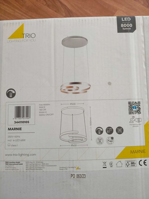 Два Чисто нови дизайнерски LED полилеи (Trio и Wofi) – неразопаковани!