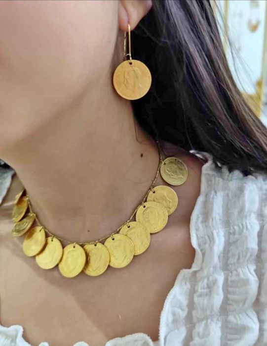 Cercei din monede placate cu aur de 18k pentru detalii mesaj în privat