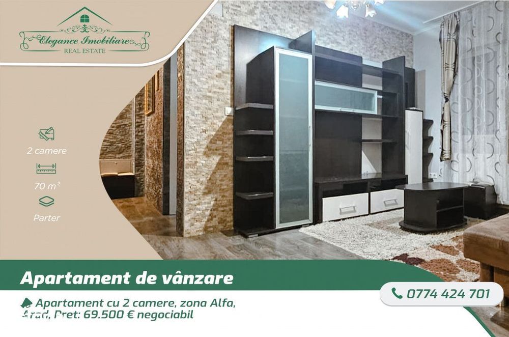 Apartament cu 2 camere, zona Alfa, Arad