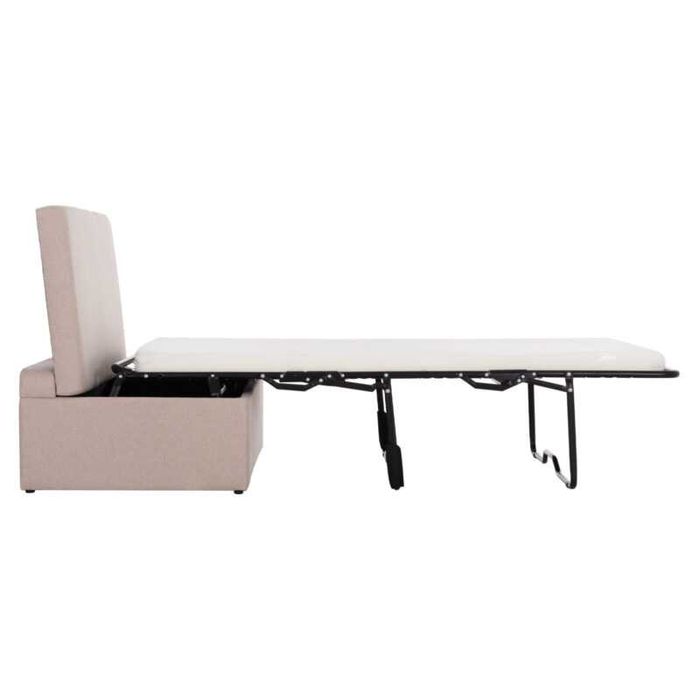 Разтегателна табуретка - Легло с включен матрак , INGE, Бежов или Сив цвят, Текстил