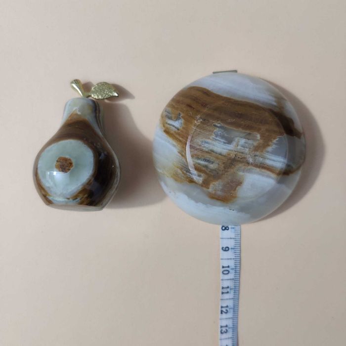 SET scrumiera + decoratiune para, din piatra naturala, frumos slefuite