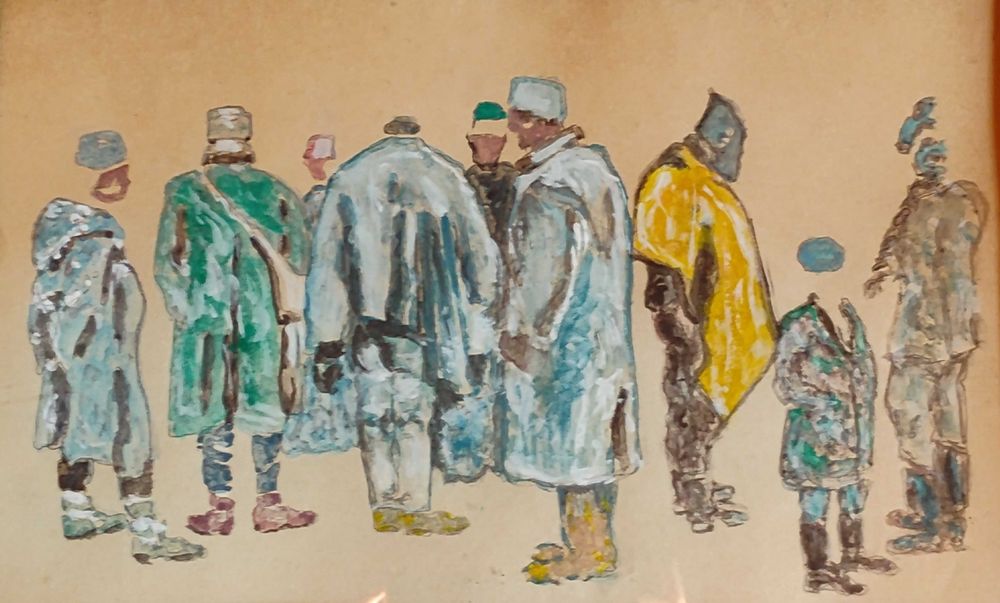 Стара цветна композиция . Майстора .