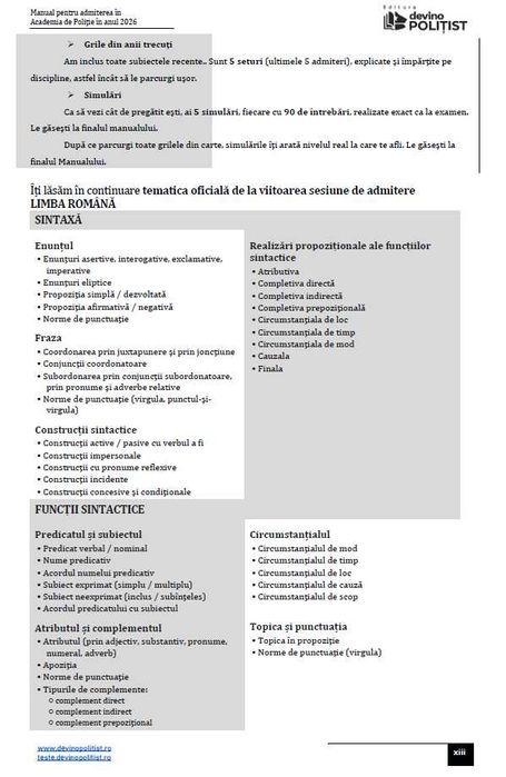 Manual admitere Academia de Poliție Devino Polițist 2026