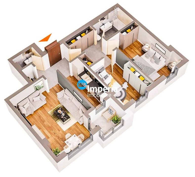 Proiect Deosebit, Apartament 3 camere D, 2 bai, zona Dacia- Pacurari