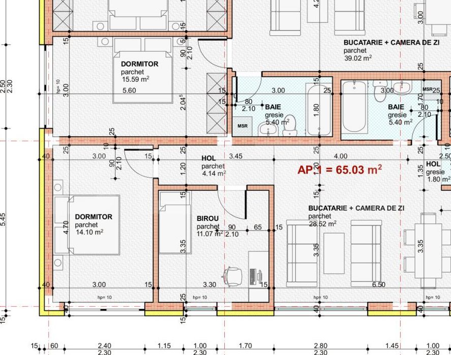 Apartament 3 camere, 65mp, bloc nou, zona Giulia — fotografia 3