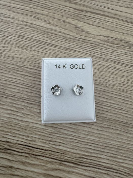 Cercei copii aur alb 14k Floricele mari