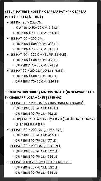 Lenjerii de pat din bumbac la comandă - Cadoul Perfect de Crăciun!