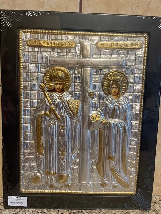 icoana arginatata icoana veche sfinti constatin si elena icoana  30x40