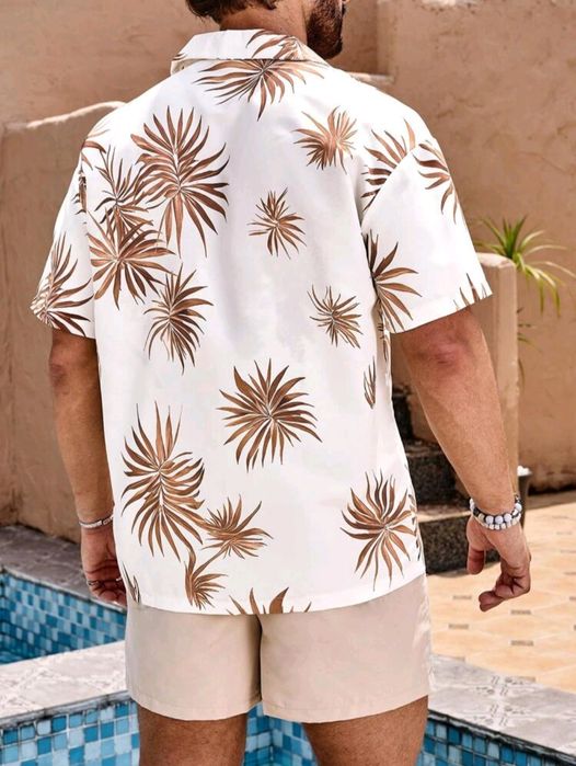 Cămașă hawaiană albă de plajă