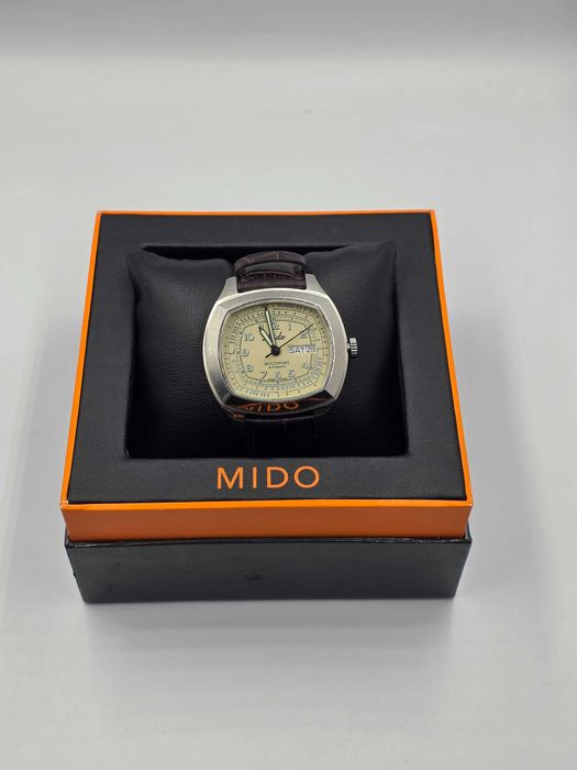 Ceas Mido cu curea de piele maro