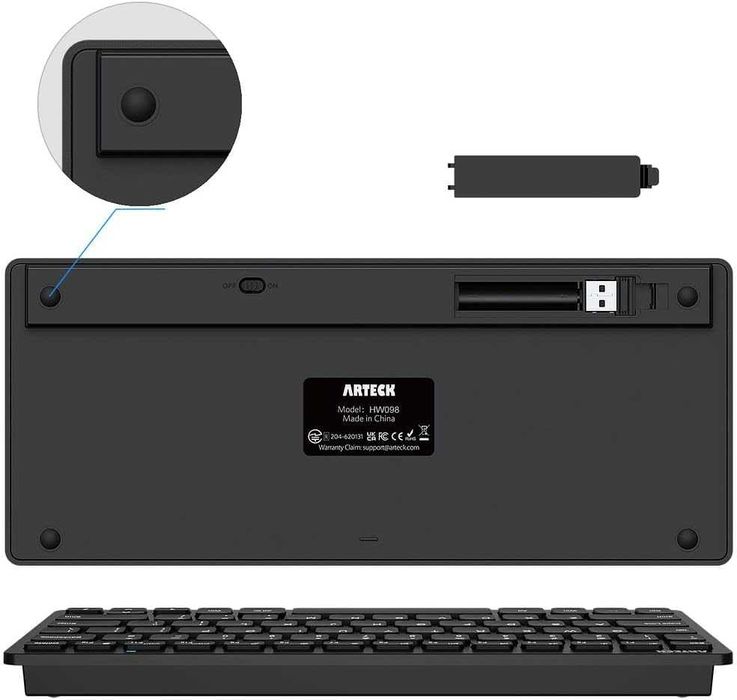 Arteck 2.4G безжична клавиатура, ултра тънка и компактна