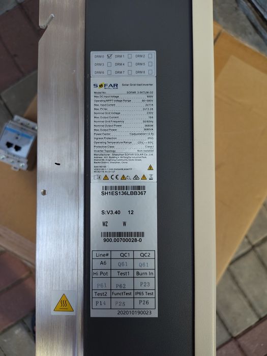 Invertor SOFAR 3.6KTL-M-G2 + contor Carlo Gavazzi ET340