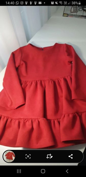 Rochita rosie,catifea subțire + gentuta,4-5 ani