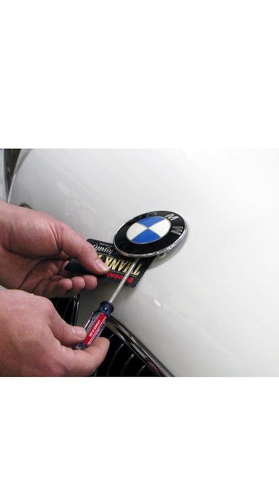 Emblema BMW, montaj pe capota sau portbagaj, 82mm, alb/albastru