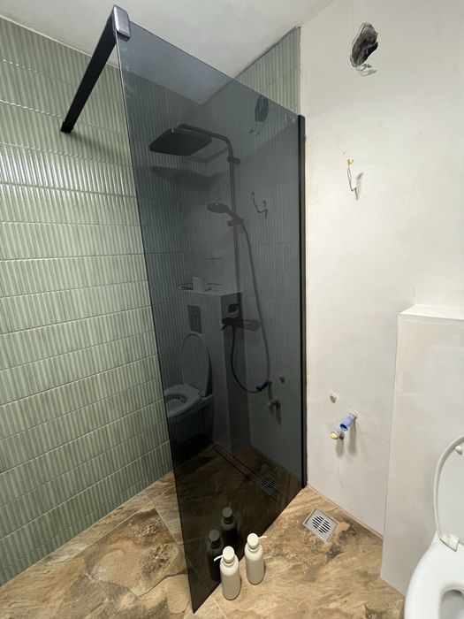 Sticlă fumurie pentru duș Walk In Jungborn TRIA 86x210 cm fără profil și stabilizator