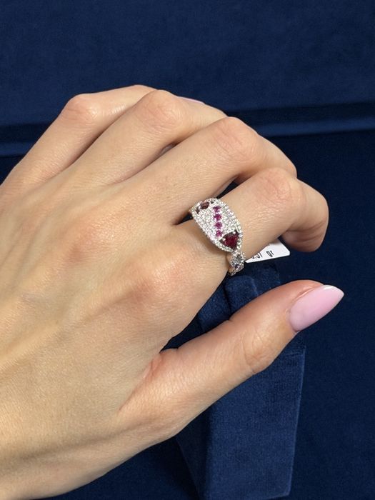 Inel aur 18k diamante 0.90ct, rubine 0.20ct