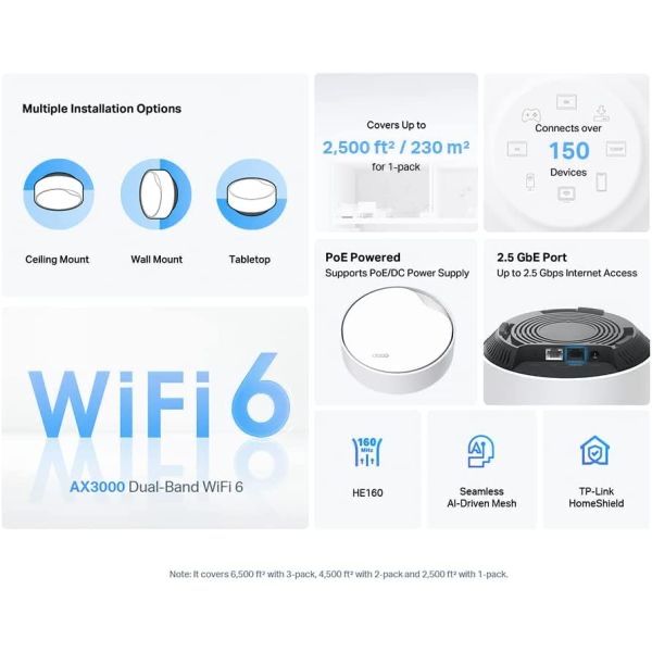 Tp-Link Deco X50poe(3pack)WiFi mesh sistem’s
