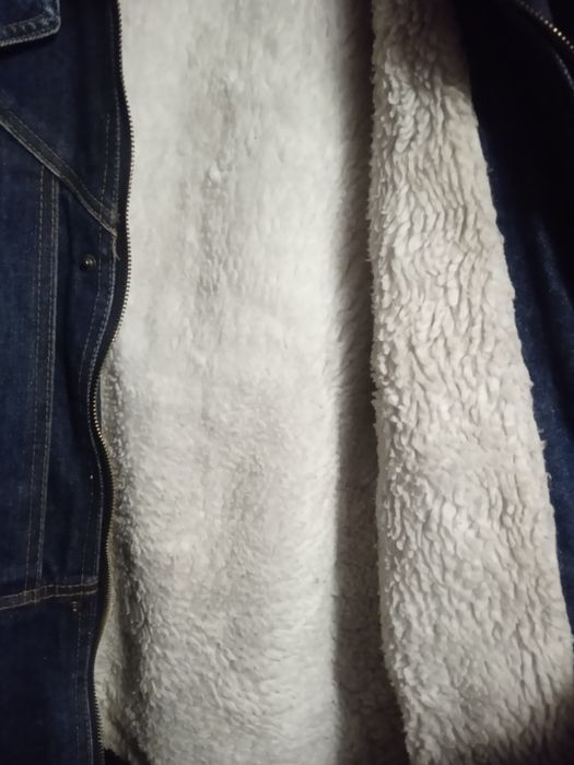 Дънкова шуба с вълнена потплата