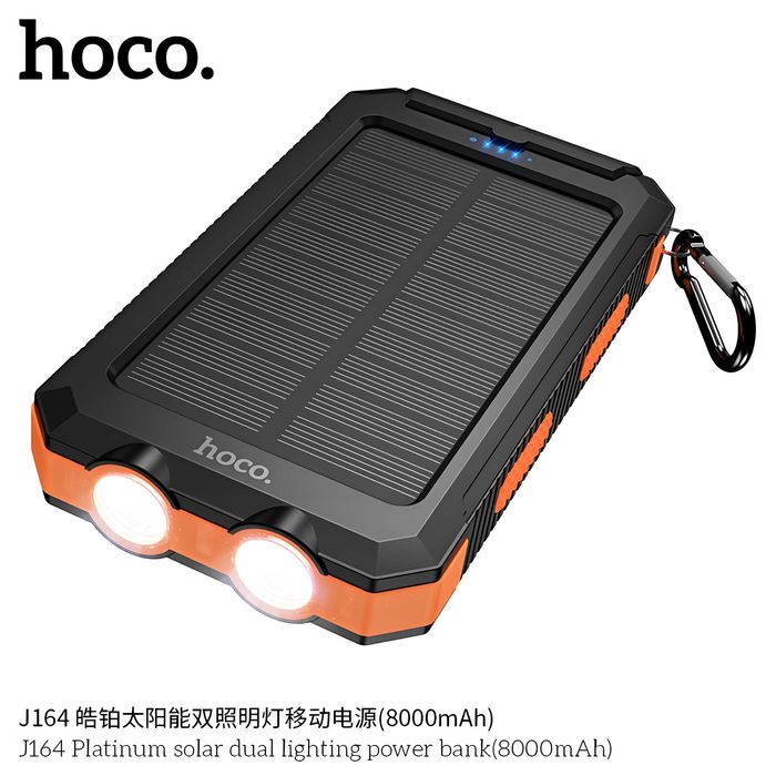 Hoco J164 Power Bank 8000mAh с солнечной панелью и двойным LED-фонарём