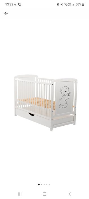 Бебешко легло от бор Baby needs с чекмедже