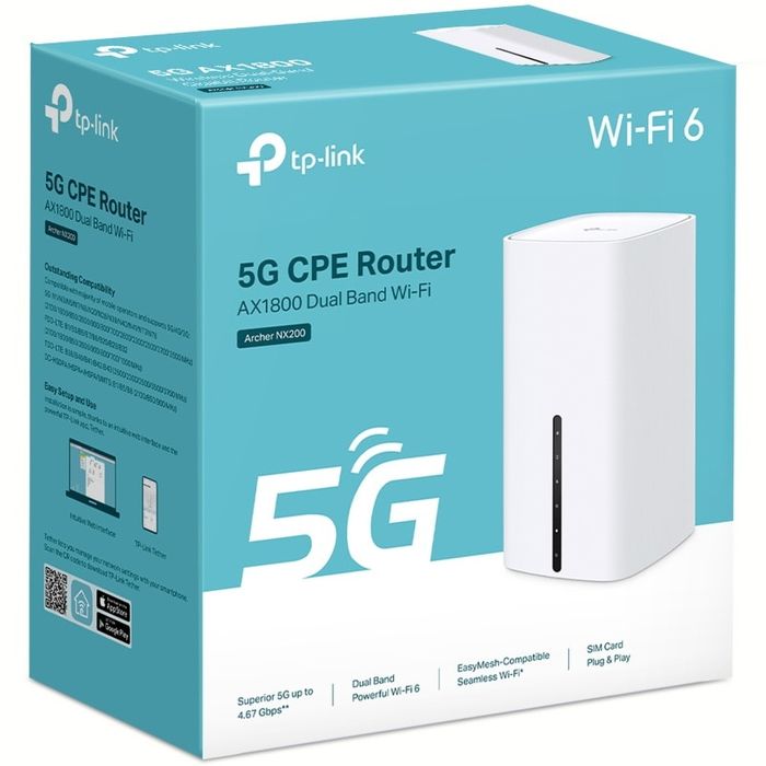 Router Wireless TP-Link Archer NX200, 5G cu slot de SIM, AX1800, dual-band, Wi-Fi 6, Gigabit