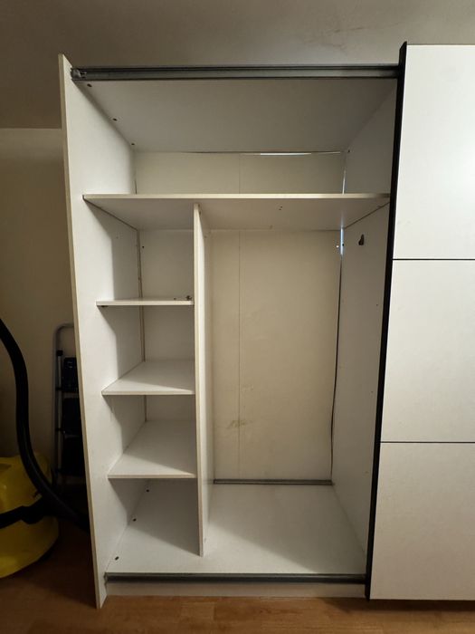 Dulap mare cu uși glisante – alb, cu oglindă