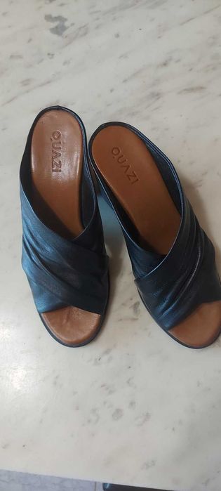 Дамски черни чехли №37 от естествена кожа