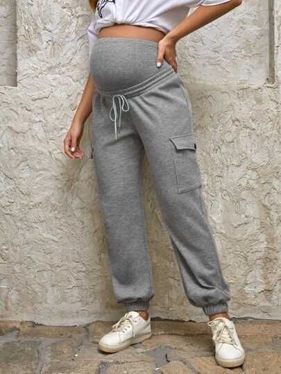 Pantaloni de trening cu brau inaltat  si buzunar