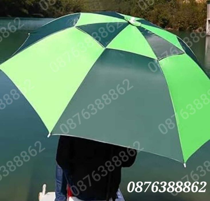 ПРОМО! Плажен чадър с чупещо рамо, УВ защита, калъф, тризъбец 190см.