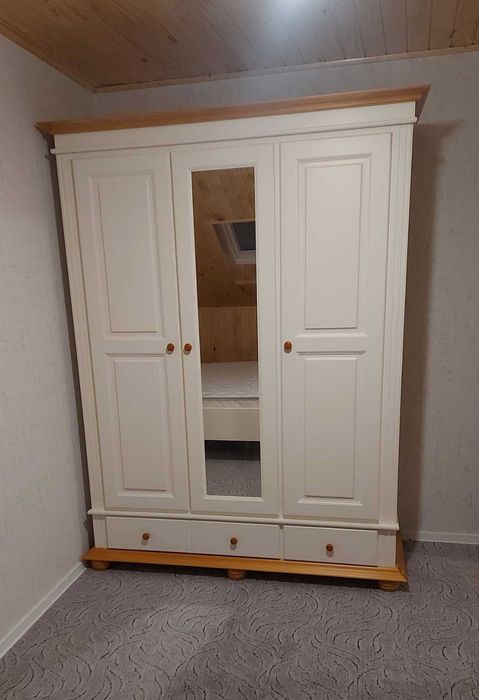 Set mobila dormitor Seby 3, lemn masiv, alb, clasic