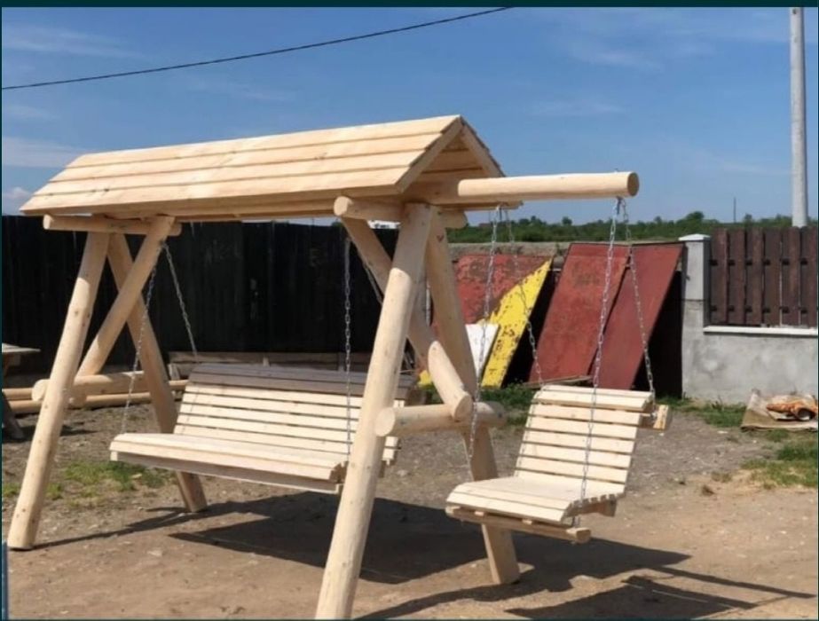 Balansoar  leagan  lemn  rotund  rustic