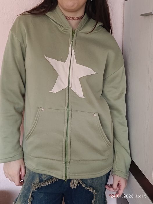 Зелено у2к горнище с два ципа