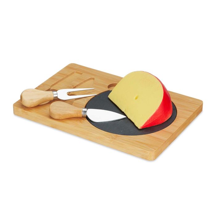 Set pentru servire aperitive si branzeturi din bambus cu tacamuri