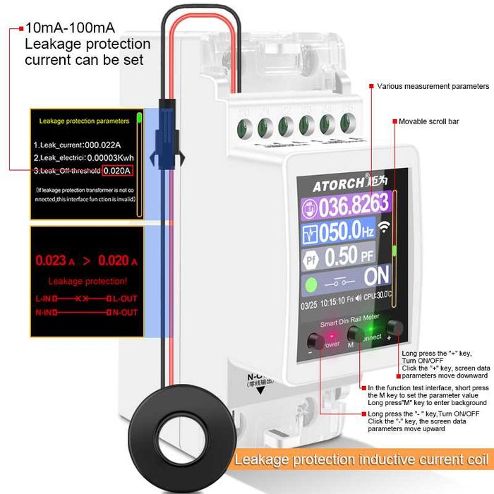 100A Двутарифен Wi-Fi електромер с RS485  и изнесен датчик