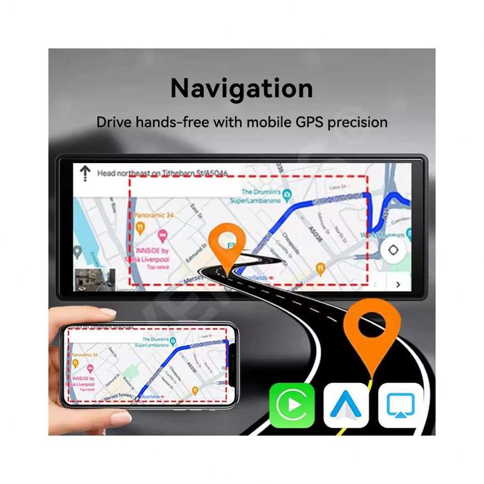 10.26" Преносима Мултимедия 2в1 с Видеорегистратор CarPlay AndroidAuto