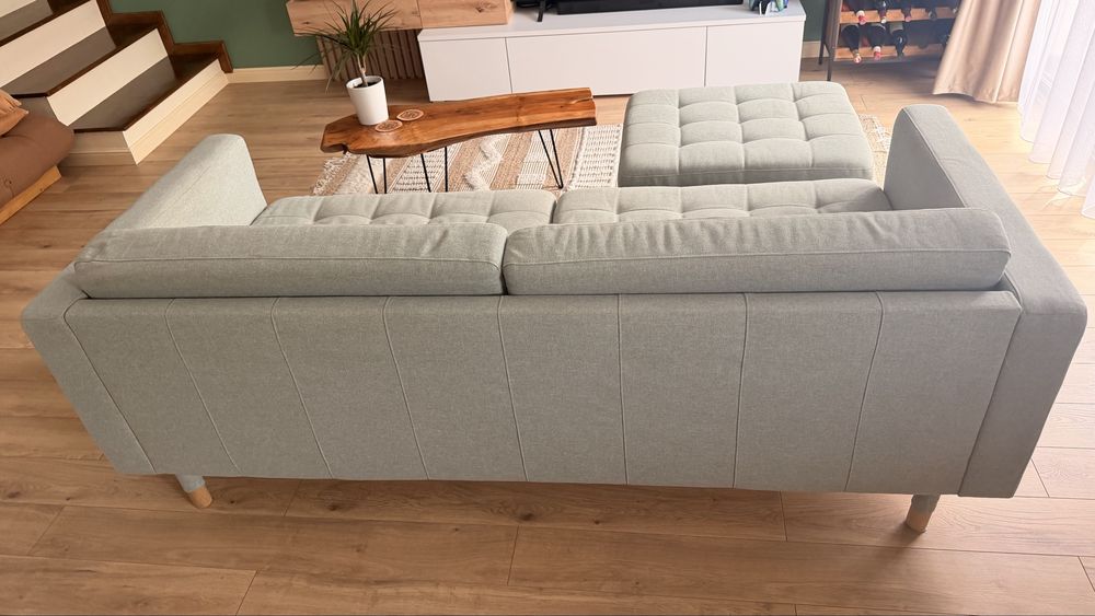 Canapea IKEA LANDSKRONA 3 locuri + taburet | Gunnared verde deschis | Stare foarte buna