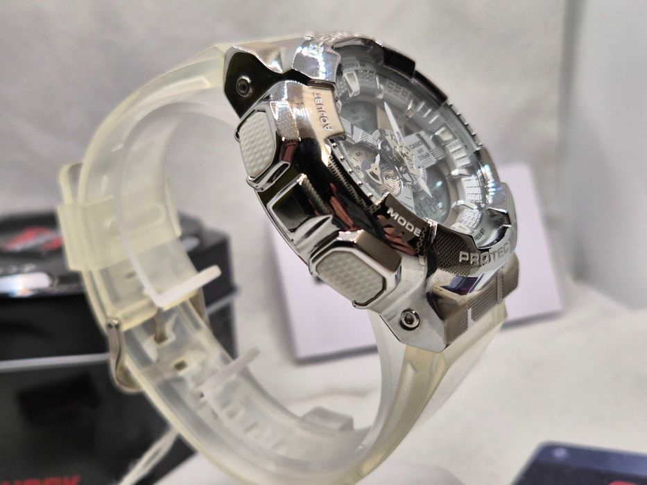 Ceas SPORT Casio g shock gm110 metal , silver jelly,NOU,Garantie 2 ani