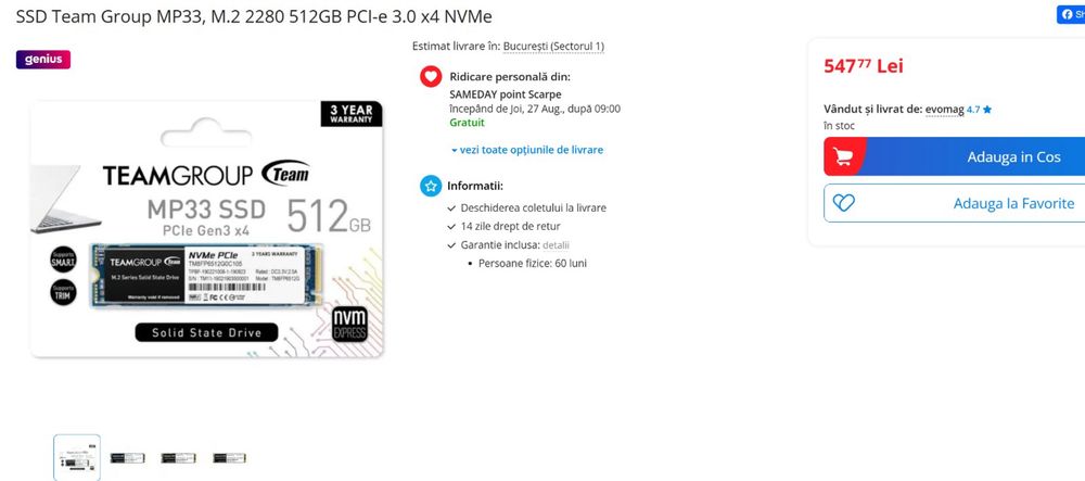 SSD Team Group MP33, M.2 2280 512GB PCI-e 3.0 x4 NVMe