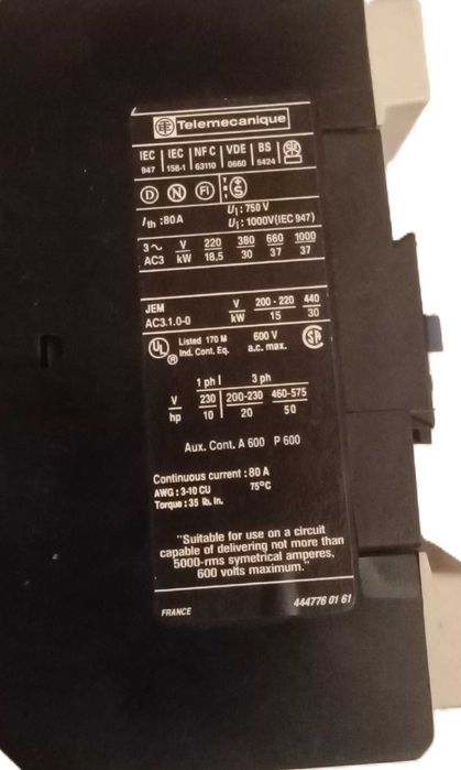 Telemecanique LC1 D6511 / Schneider 65A трифазен контактор