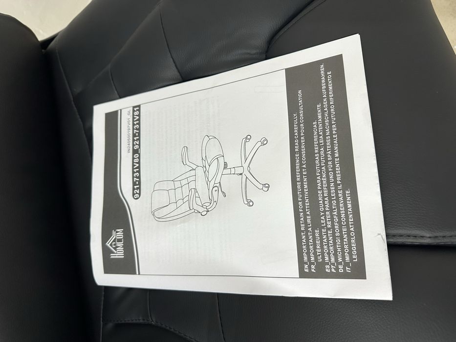 Ергономичен офис стол HOMCOM, сгъваеми подлакътници, функция накланяне