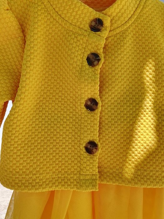 Rochiță galbenă + bolero fetiță 9-12 luni – elegantă, stare foarte bun