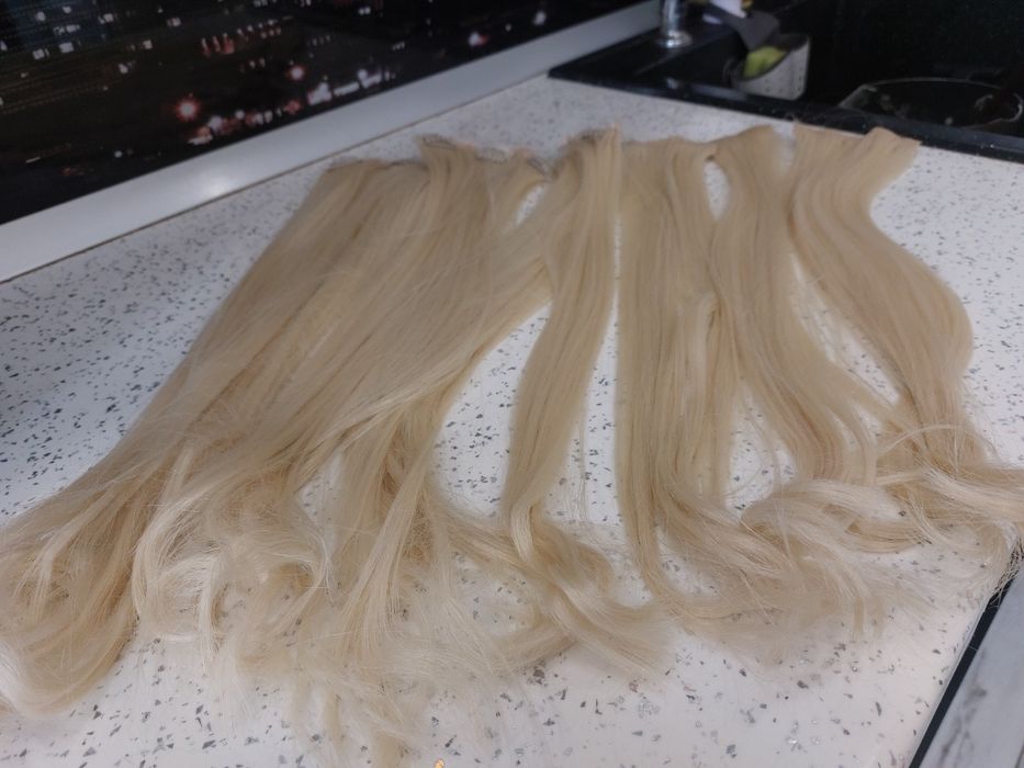 Коса екстеншън Синтетична руса треса с щипки