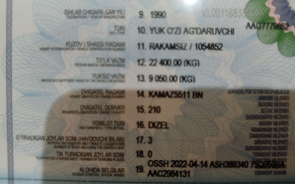 Kamaz sotiladi kelishamiz