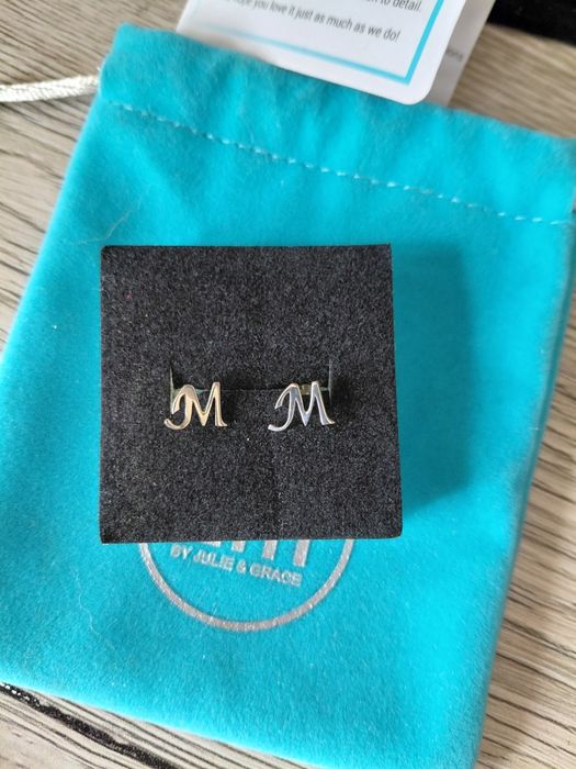 Сребърни обеци Elli буквата М